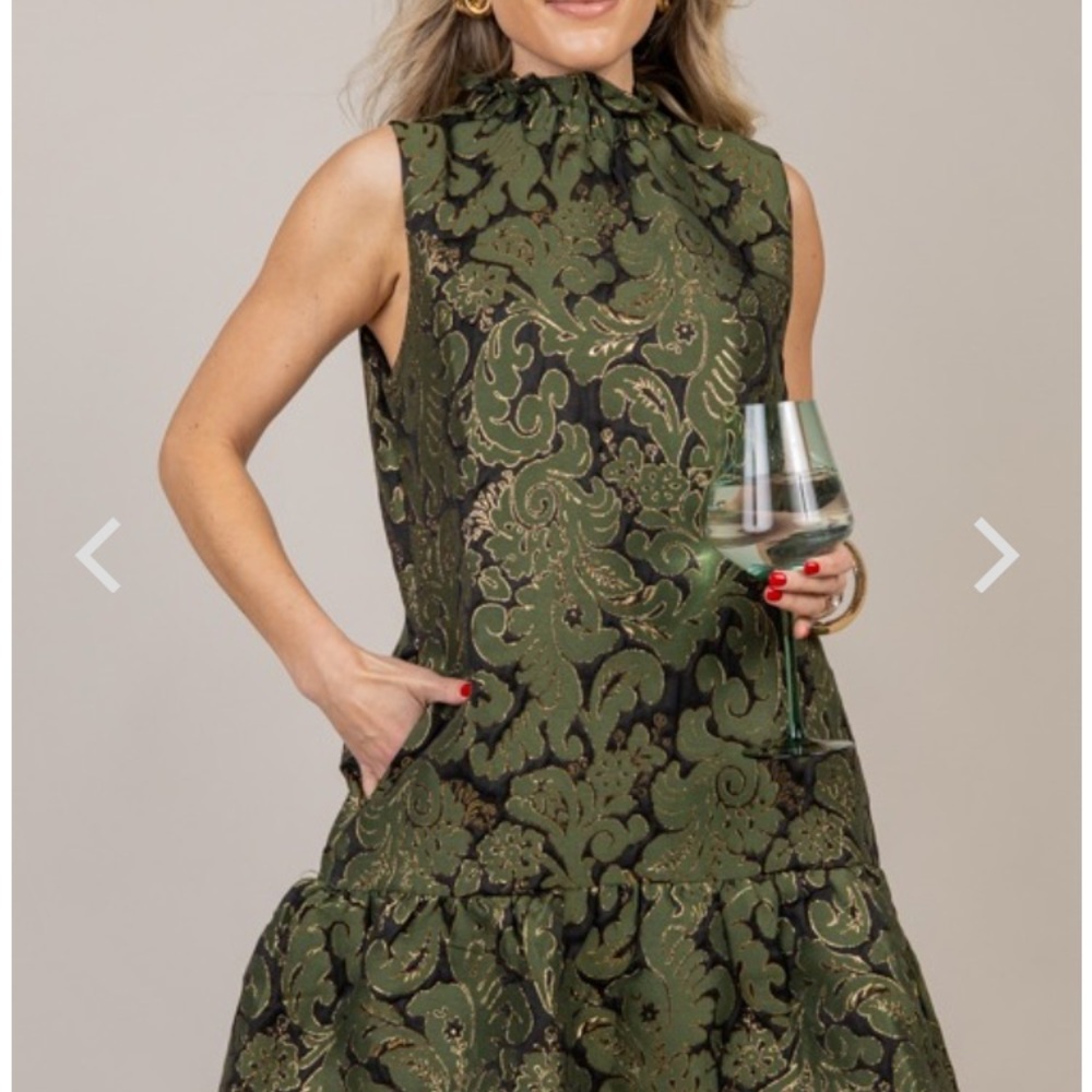 Anthropologie Green and Black Sleeveless Dress